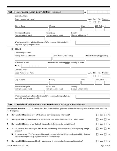 N 400 Application For Naturalization Form Fill Out and Sign Printable