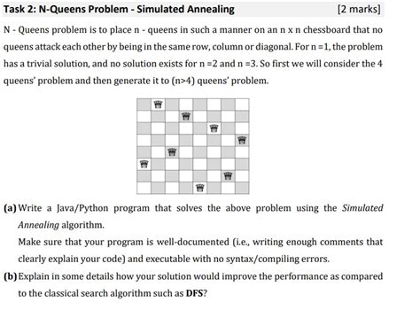N queens problem simulated annealing python.  Function Name: simulated_annealing Arguments: ini...