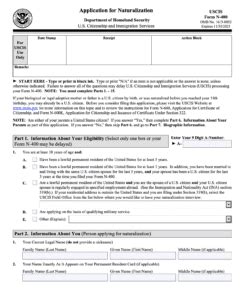 Visit the United States Citizenship and Immigration Services Forms website, and select N-400 Application for Naturalization to access a PDF version of the form. The N-400 form is an Application for Naturalization, and careful attention must.... 
