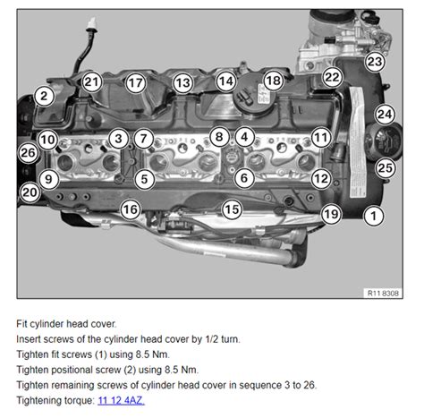 The spec for the valve cover fasteners is 10 nm (about 7.2 ft/lbs. Reply. Save. cjscopp · #3 · Mar 19, 2009. One more thing, tightening sequence is diagonally from inside to outside. Reply. Save. 1 - 3 of 3 Posts. This is an older thread, you may not receive a response, and could be reviving an old thread.. 