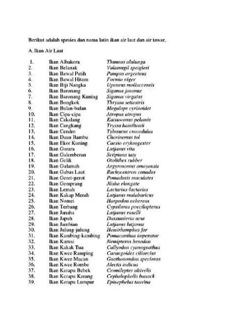 Nama Latin Ikan Air Laut | PDF - Scribd - raincitystudios.com