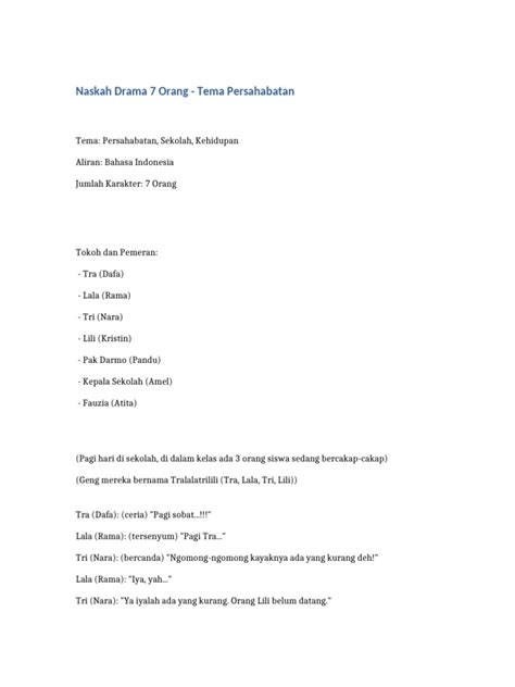 Naskah Drama Persahabatan Sekolah | PDF | Agama - muktibox.com