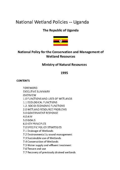 National Wetland Policies -- Uganda - Ramsar - raincitystudios.com