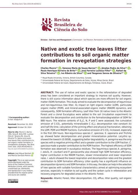 Native and exotic tree leaves litter contributions to soil organic ... - raincitystudios.com