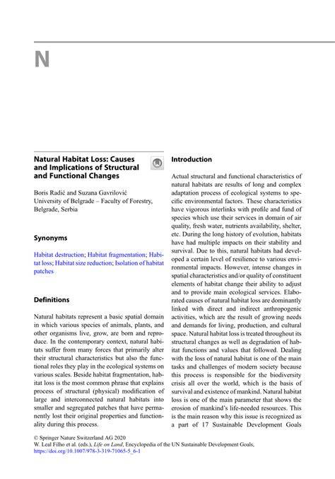 Natural Habitat Loss: Causes and Implications of Structural and ... - raincitystudios.com