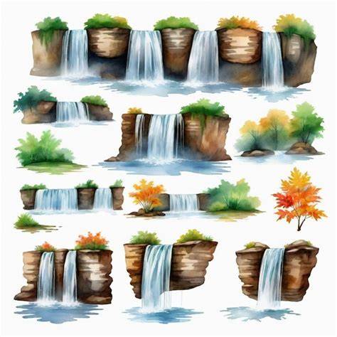 Natural Landscapes Autumn With Waterfalls vectors - raincitystudios.com
