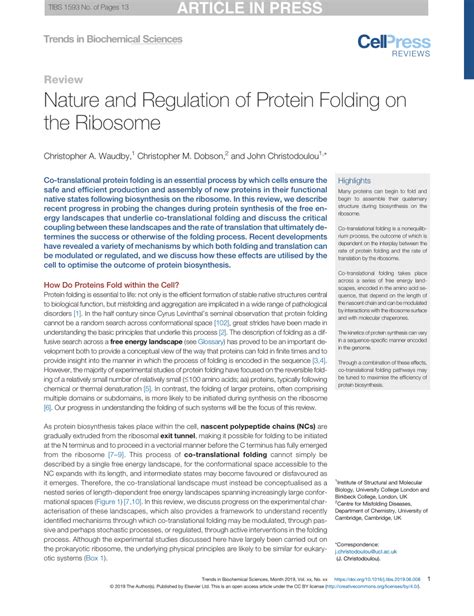 Nature and Regulation of Protein Folding on the Ribosome - muktibox.com