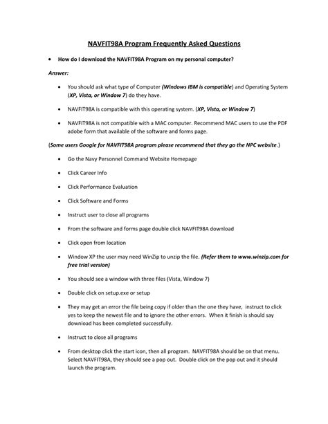 NAVFIT98A Program Frequently Asked Question
