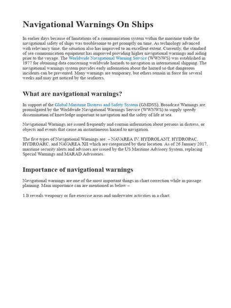Navigational Warnings | Global Maritime Safety … - raincitystudios.com
