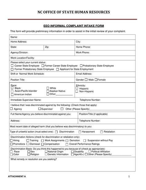 NC DOT EEO Informal Grievance Filing Form