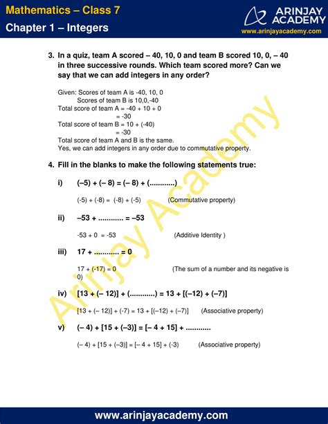 NCERT Solutions for Class 7 Maths Chapter 1 Integers In Hindi