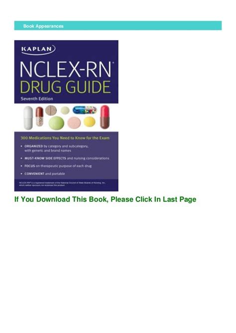 Read Nclexrn Drug Guide 300 Medications You Need To Know For The Exam By Kaplan Inc