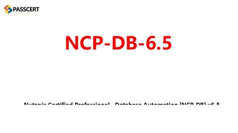 NCP-DB-6.5 Ausbildungsressourcen