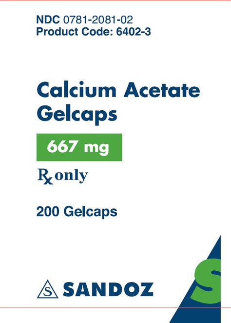 NDC 0781-2081 Calcium Acetate Capsule Oral - NDCList.com