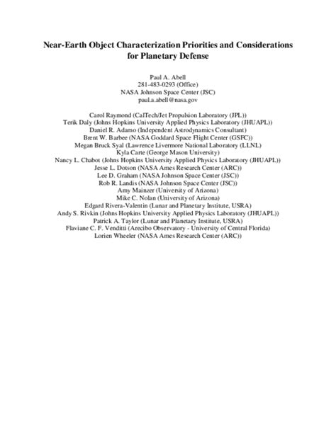 Near-Earth Object Characterization Priorities and ... - PubPub - wintechmobiles.com