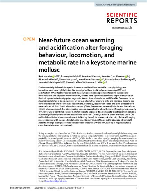 Near-future ocean warming and acidification alter foraging behaviour ... - raincitystudios.com