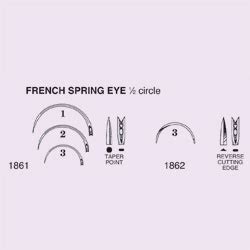 NEEDLE,SUT,STRL,FRENCH SPRING EYE, 1/2 CIRCLE TAPER …