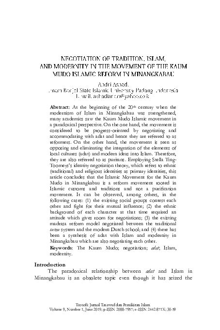Negotiation of Tradition, Islam, and Modernity in the Kaum Mudo Islamic ... - wintechmobiles.com