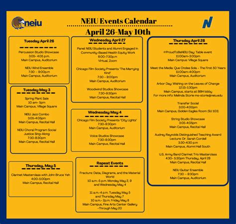NEIU Independent Campus Life Calendar