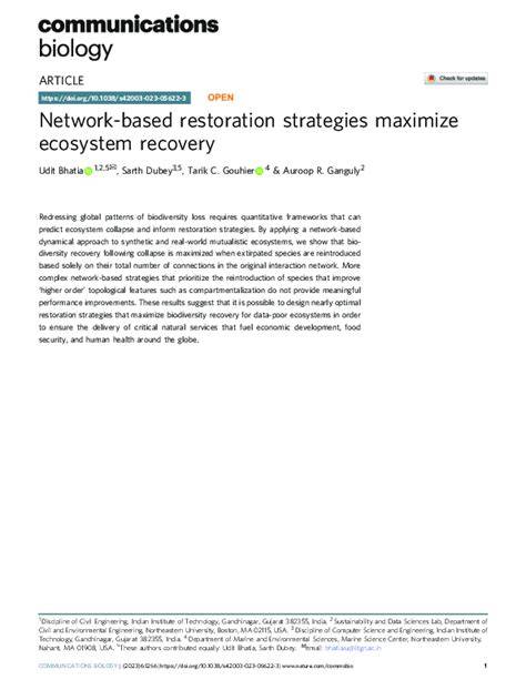 Network-based restoration strategies maximize ecosystem recovery ... - raincitystudios.com