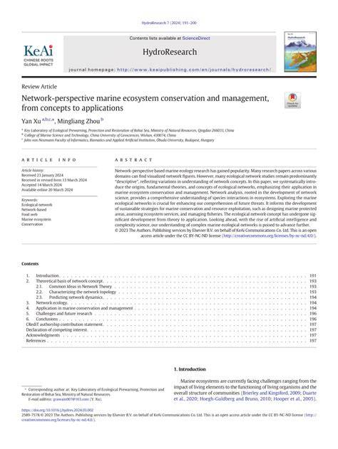 Network-perspective marine ecosystem conservation and management… - raincitystudios.com