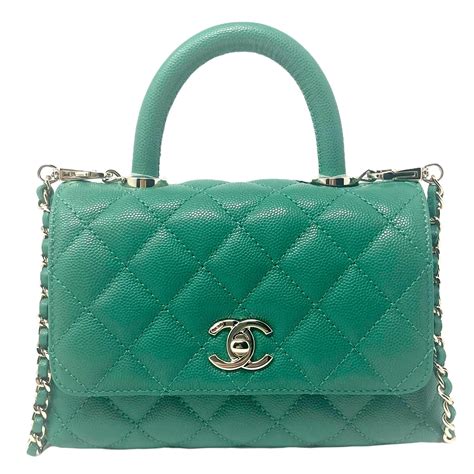 NEW Chanel Green Coco Handle Caviar Mini Flap Quilted …