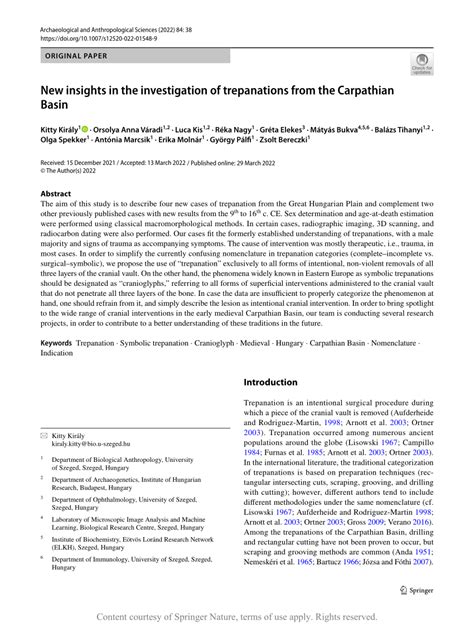 New insights in the investigation of trepanations from the Carpathian ... - wintechmobiles.com