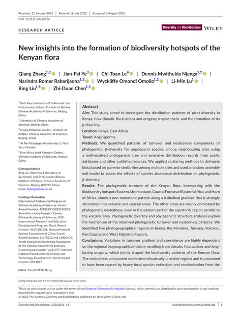 New insights into the formation of biodiversity hotspots of the Kenyan ... - wintechmobiles.com
