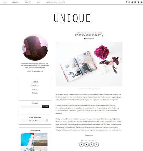 NEW Premade Blogger Template Clean Blog Design Blog Layout
