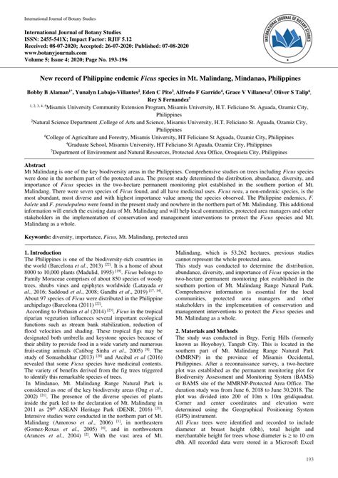 New record of Philippine endemic Ficus species in Mt. - raincitystudios.com