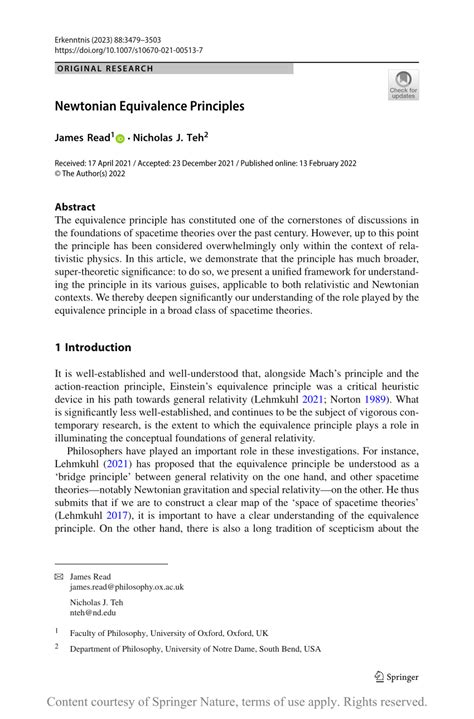 Newtonian Equivalence Principles - PMC - wintechmobiles.com