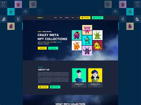 NFT Minting/Collection Landing Page PSD Template by EpicPxls