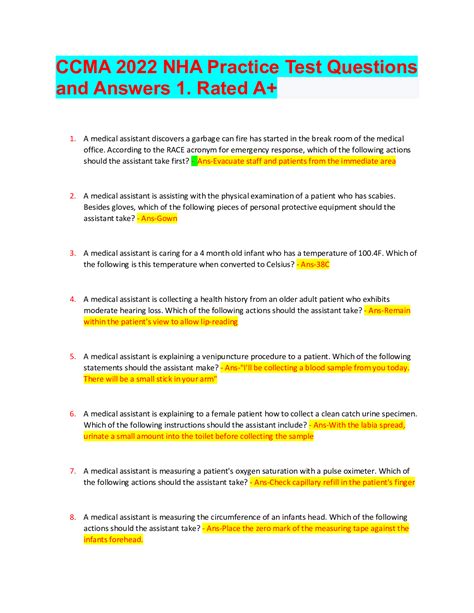 NHACCMA Practice Test/Questions & Answers/Latest 20222023 Browsegrades