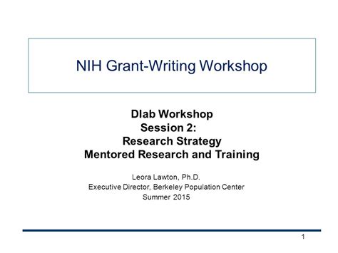 NIH Grant-Writing Workshop - Population Sciences