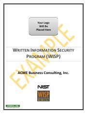 NIST 80053 rev4based Written Information Security Program (WISP)