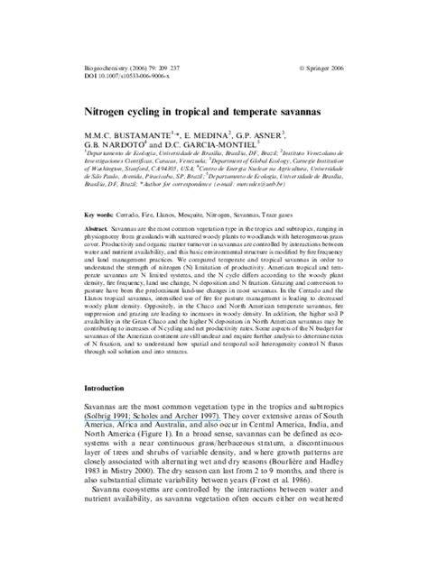 Nitrogen Cycling in Tropical and Temperate Savannas - JSTOR - raincitystudios.com