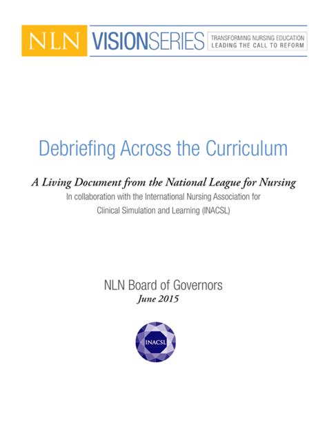 NLN and INACSL Publish Vision for Debriefing Across the …