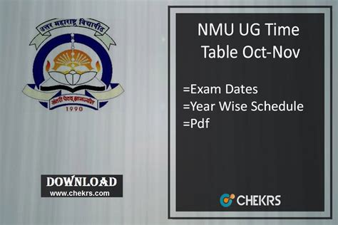 NMU Date Sheet for UG & PG Courses Download Here YouTube