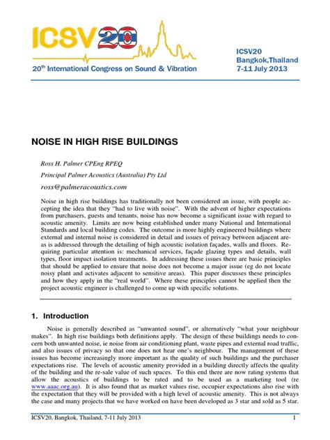 NOISE IN HIGH RISE BUILDINGS - Palmer Acoustics