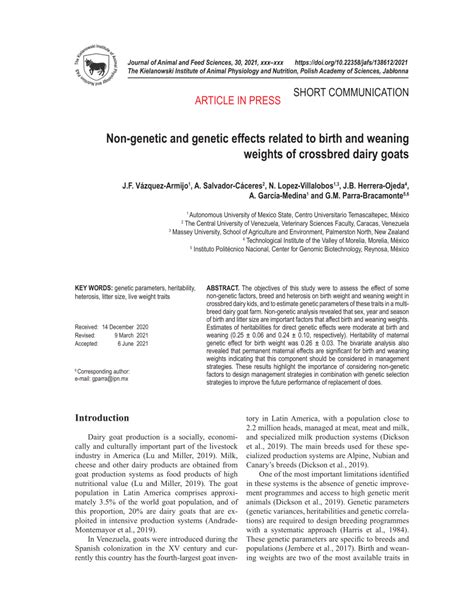 Non-genetic and genetic effects related to birth and weaning weight of ... - raincitystudios.com