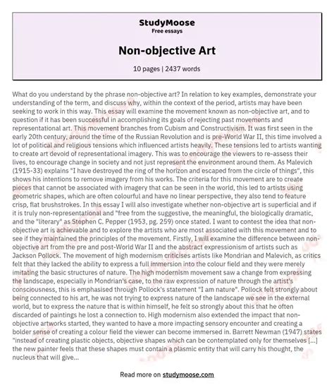 Non-objective Art Free Essay Example - StudyMoose - muktibox.com