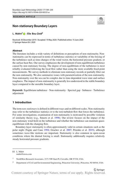 Non-stationary Boundary Layers - Boundary-Layer Meteorology - raincitystudios.com