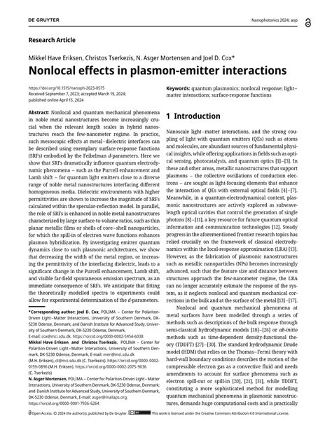 Nonlocal effects in plasmon-emitter interactions - Wiley Online Library - wintechmobiles.com