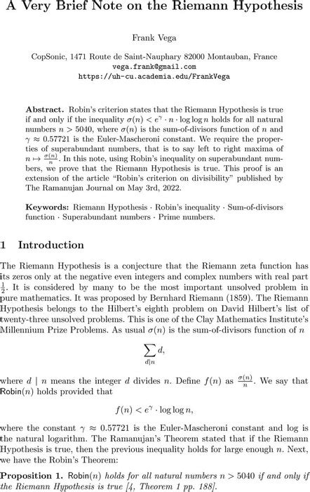 NOTES ON THE RIEMANN HYPOTHESIS - wintechmobiles.com