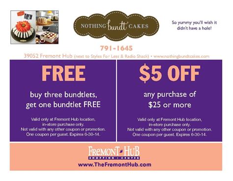 NOTHING BUNDT CAKES Coupons - 50% OFF NOTHING BUNDT CAKES - Cake …