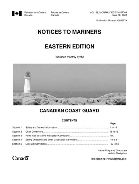 NOTICES TO MARINERS EASTERN EDITION