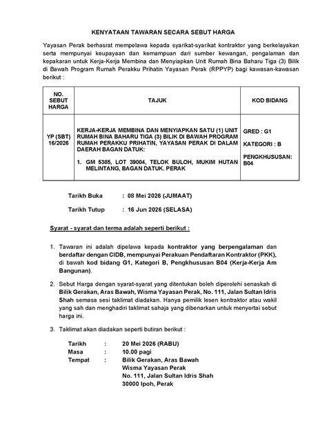 Notis Sebut Harga / Tender - ePerolehan - raincitystudios.com