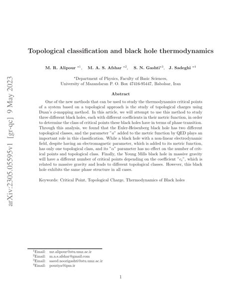 Novel Topological Classes in Black Hole Thermodynamics - wintechmobiles.com