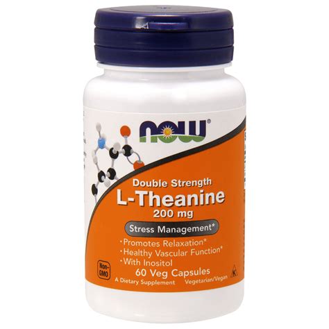 NOW Foods, L-Theanine, Double Strength, 200 mg, 60 Veg …