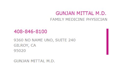 NPI 1679526578 Gunjan Mittal in Gilroy - Address, Medicare …